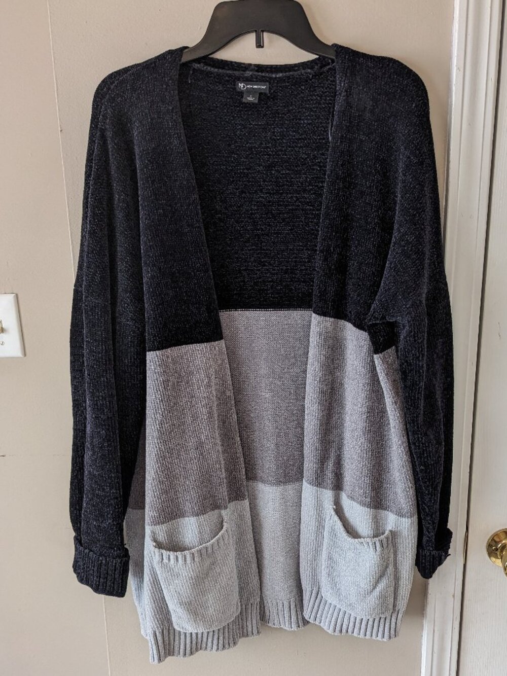 New Directions Open Front Ombre Sweater Sz L